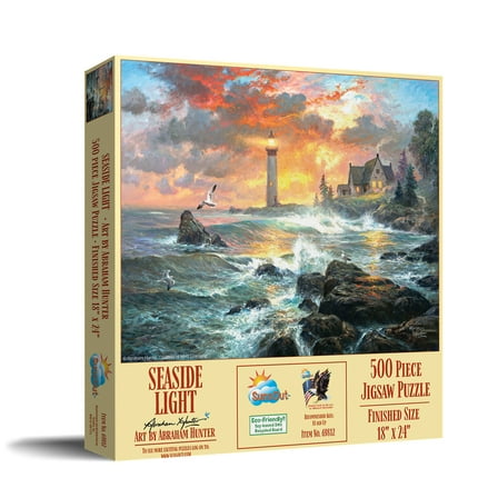 SUNSOUT INC - Seaside Light - 500 piece Jigsaw Puzzle for Adults by Artist: Abraham Hunter - Finished Size 18" x 24" - MPN# 69812