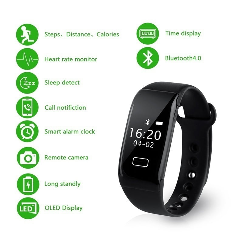 K18S Smart Wristband Heart Rate Monitor IP67 Sport Fitness Bracelet Smart Band Bluetooth Walmart