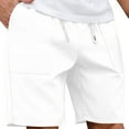 thumbnail image 5 of Mens Shorts Drawstring Summer Retro Shorts Solid Color Casual Pants Shorts White M, 5 of 5