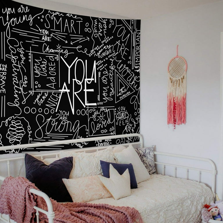 Miytal Inspirational Quote Wall Tapestry Positive Saying Teen Girl Bedroom Decor 51.2x59.1 Inches Black Walmart