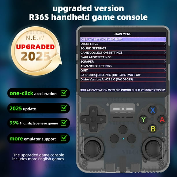 VILCORN R36S Handheld Game Console, 128G, 50+ Emulators, for