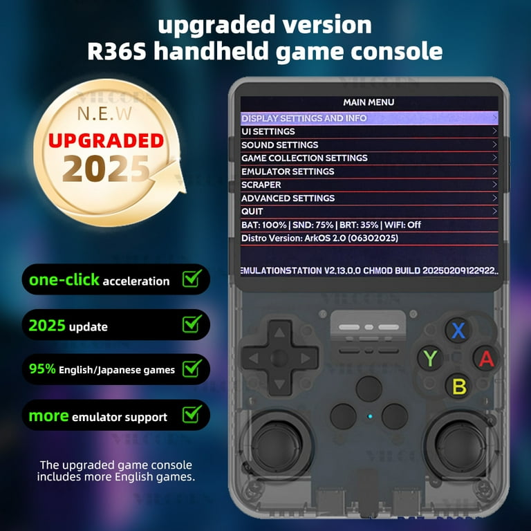 VILCORN R36S Handheld Game Console, 128G, 50+ Emulators, for