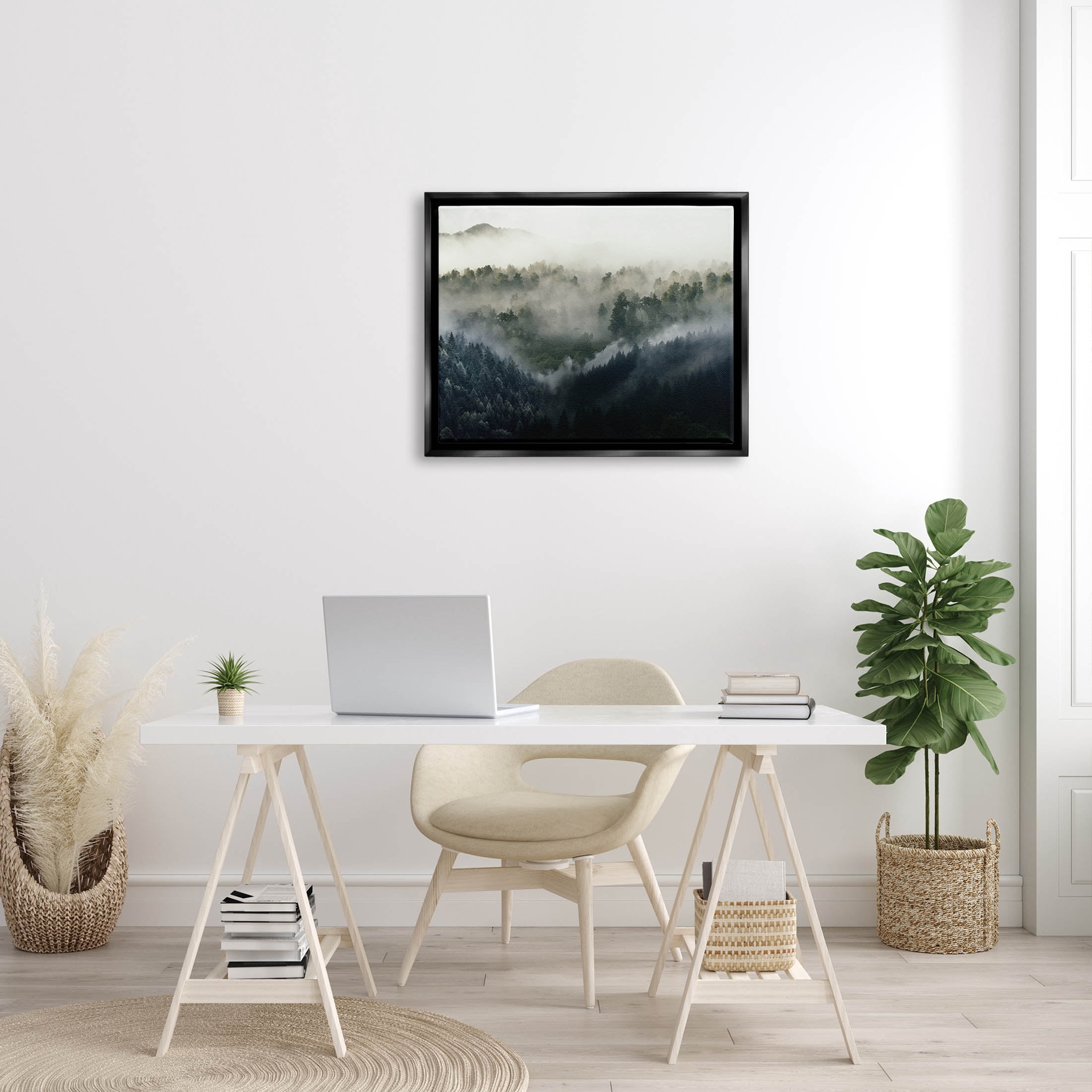 Stupell Industries Foggy Green Mountain Peaks Photograph Jet Black Floating Framed Canvas Print Wall Art, Design by Ziwei Li