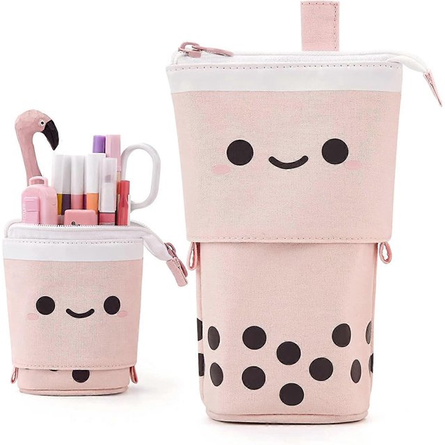 AGOOBABY Standing Pencil Case Cute Telescopic Pen Holder Kawaii Stationery Pouch Makeup Cosmetics Bag for School Students Office Women Teens Girls Boy