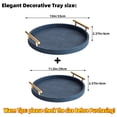 thumbnail image 4 of MODE HOME Set of 2 Modern Blue Round Shagreen Serving Tray with Gold Metal Handles, Decorative Coffee Table Ottoman Trays for Living Room, 4 of 7