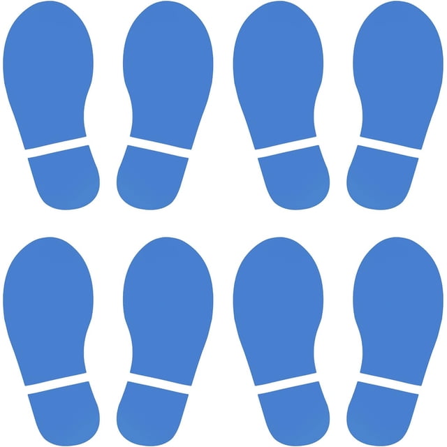 PATIKIL 6x2.5" Footprint Sticker, 4 Pairs PVC Shoes Floor Decal Sign for Class Decor Stair Guide, Sky Blue