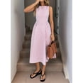 thumbnail image 4 of Women'S High Waist Sleeveless Striped Solid Color Dress 2025 Summer New Style Dress Pink S, 4 of 9