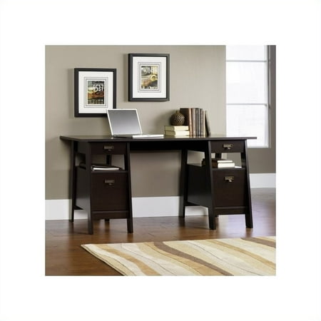 Sauder Stockbridge Executive Trestle Desk In Jamocha Wood