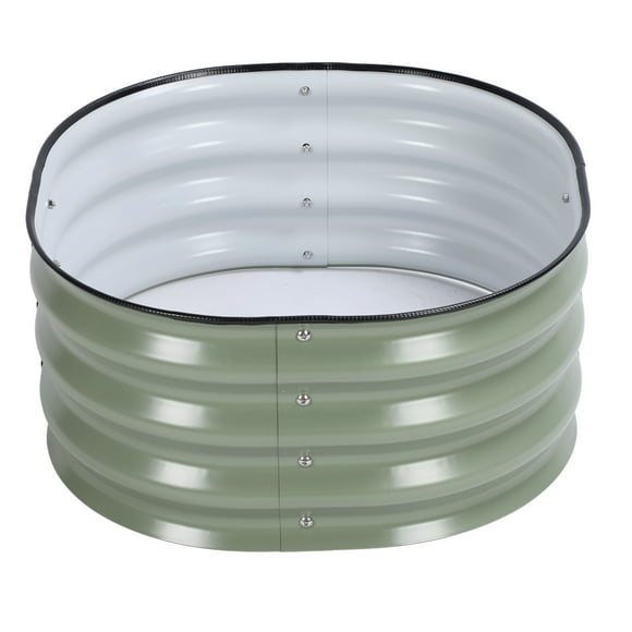 Raised Garden Bed, Galvanized Metal Planter Box for Vegetables Flower with Open Bottom Drain Design, Round Corners, Easy to Install, 23.6x23.6x11in, 9.6lb, for Home, School,