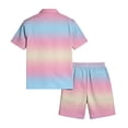 thumbnail image 4 of Hearthz Men's 2 Pieces Outfits Gradient Print Short Sleeve Button Down Shirt and Beach Shorts Set Summer Tracksuit with Pockets, 4 of 6