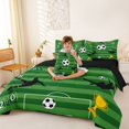 thumbnail image 4 of Erosebridal Football Sport Gamer 7-Piece Twin Bedding Sets,Soccer Ball Games Kids Bedding Comforter Set,Reversible Black, 4 of 7