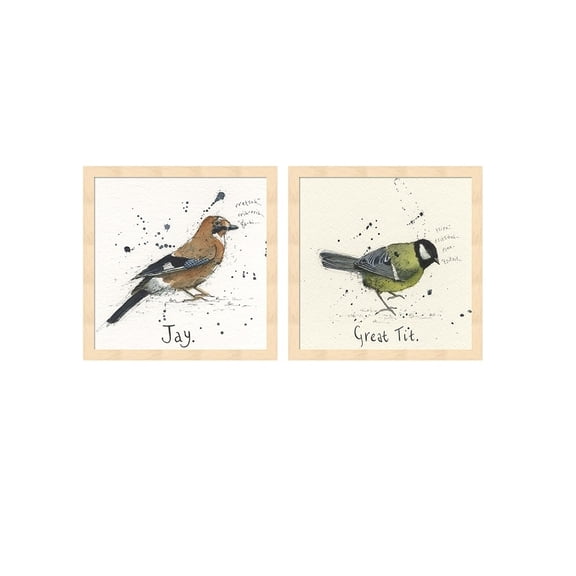 Metaverse Michelle Campbell 'Jay & Great Tit' Framed Art (Set of 2)