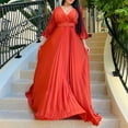 thumbnail image 5 of iOPQO Maxi Dresses For Women 2023 Womens Deep V Neck Plus Size Evening Dress Long Sleeves With Belt Wedding Guest Dresses For Women Formal Dresses For Women Red XXL, 5 of 9