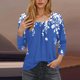 thumbnail image 2 of Blusas para las Mujeres Casual, 3/4 Manga Floral Estampado Camiseta de Moda Top Hecho de Poliéster Transpirable Suave para el Uso Diario de Primavera Otoño, Tops de Blusa para las Mujeres, 2 of 5