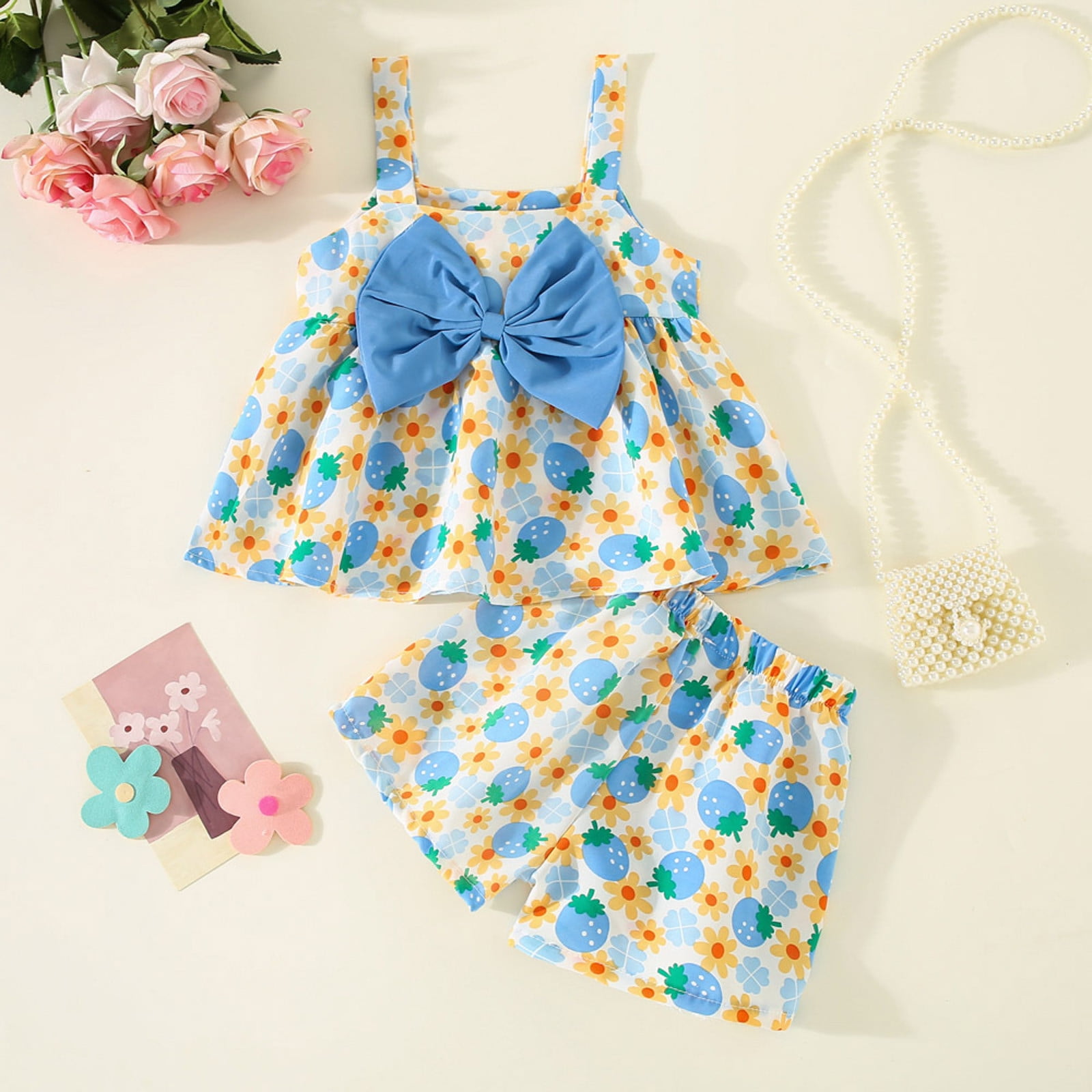 Vêtement Enfant Polyester Été - Sans Manches Avec Volants Et Poches | Tenue Confy Et Style Pour