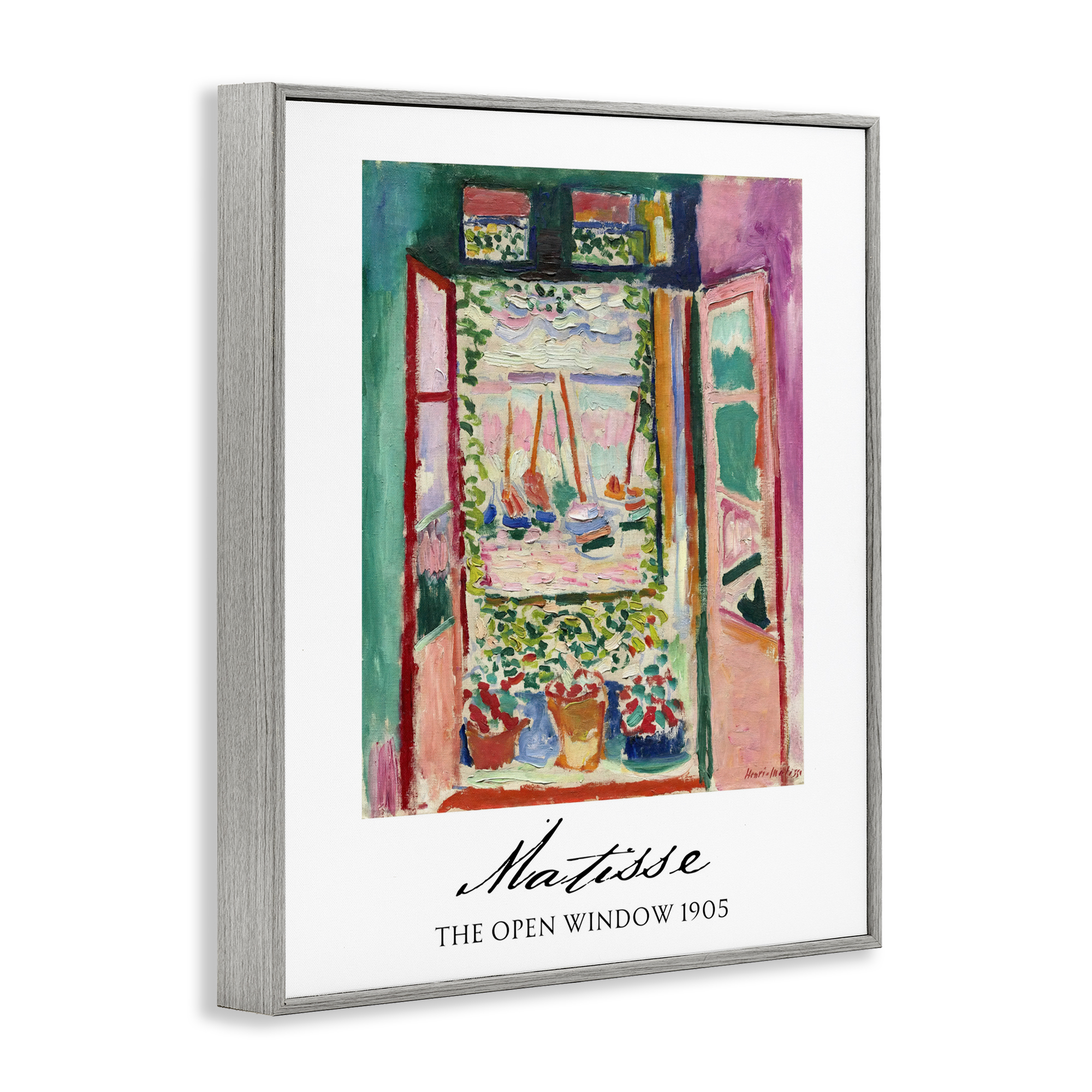 The Open Window Matisse Gray Framed Giclee Art, design by Vintage Hustle