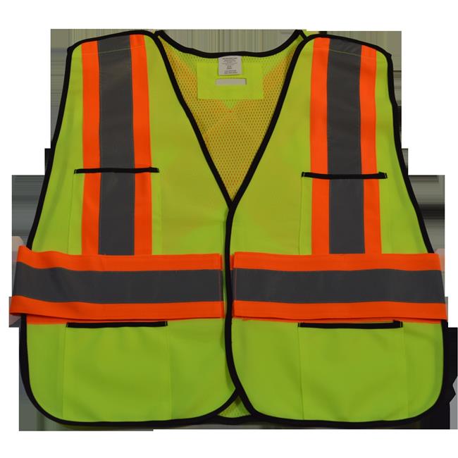 ANSI  CSA Public Safety Vest Solid Front Mesh Back#44; X On Back  Regular Small  Extra Large