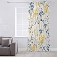 thumbnail image 3 of Yellow Blue Flowers Semi Sheer Curtains Drapes for Living Room, Bedroom, French Doors Window 63 Inches Long, Watercolor Botanical Floral Plants Rod Pocket Chiffon Curtain Drapery Voile Drape Panel, 3 of 6