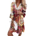 thumbnail image 1 of Robe Maxi Basique pour Femmes, Ample, en Dentelle Rem, Robe Décontractée à Manches Mi-Longues, Tenue de Vacances, 1 of 8