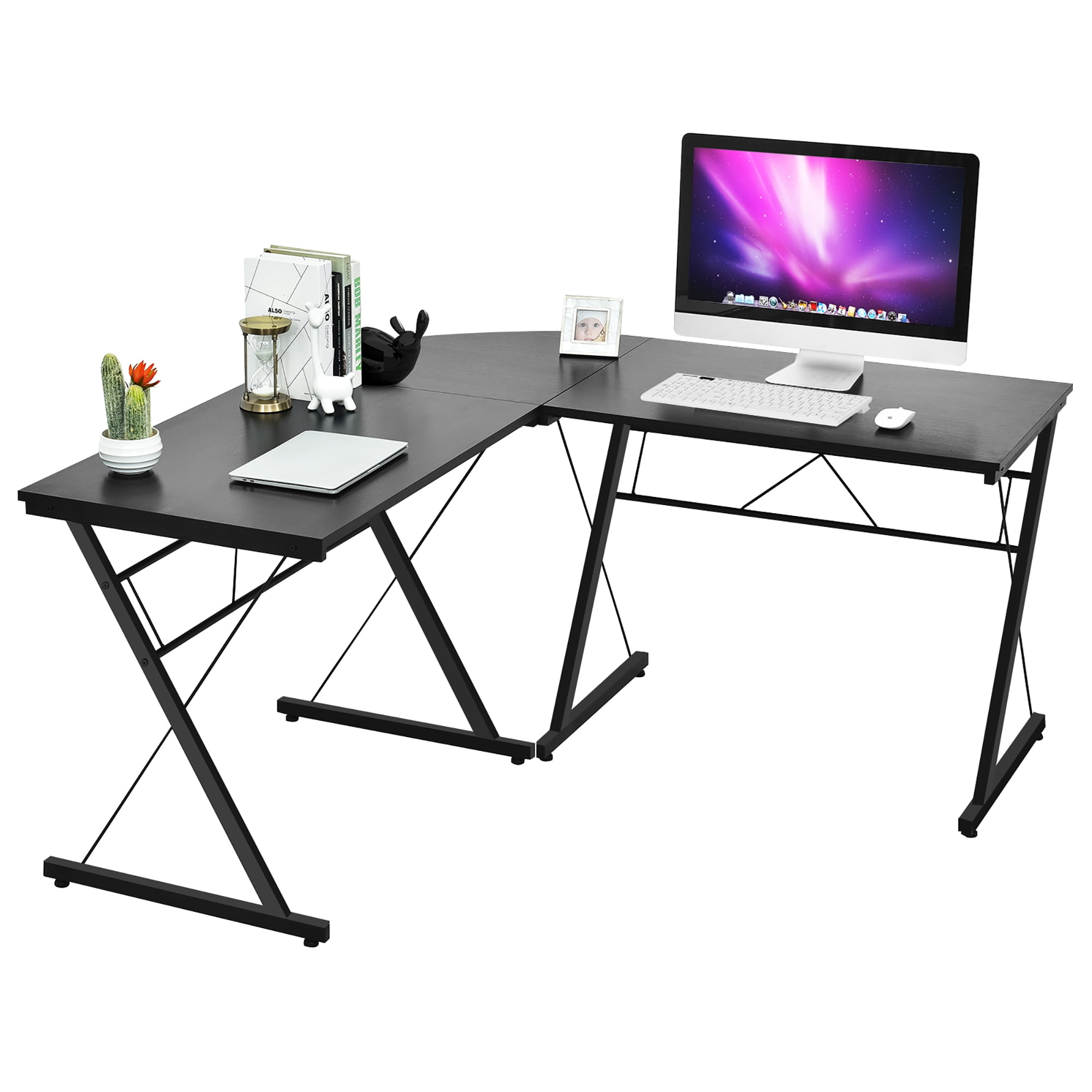 Home Office L-Shaped Corner Computer Desk 59" PC Study Table Workstation 
