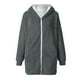 thumbnail image 5 of Abrigo con capucha y cremallera de gran tamaño sólido para mujer Chaquetas de punto Outwear con bolsillo Fridja BV0+4869, 5 of 7