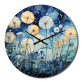 thumbnail image 2 of Designart "Blue Dandelion landscape Pointillism Dot II" Landscapes Oversized Wall Clock, 2 of 6