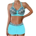 thumbnail image 2 of Trajes de baño para mujer trajes de baño Bikini Traje de baño vintage estampado para mujer Traje de baño conservador Traje de baño de bikini con falda de playa estampada para mujer Verde menta M, 2 of 5