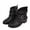 Black, variant on OKBOP Women's Buckle Strap Ankle Boots Chunky Heel Studded Chain Moto Booties Comfortable for Fall