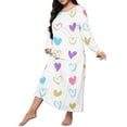 thumbnail image 4 of Hontri Moomoo Nightgowns for Women Plus Size Casual Sleep Dress Women's Plus Heart Print Long Sleeve Round Neck Medium Stretch Loose Nightdress-Moo Moos for Women, 4 of 6