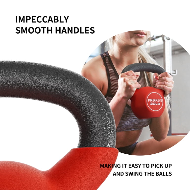 PROIRON 20lb Neoprene Coated Kettlebell, Red photo 2