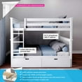 thumbnail image 2 of BEDSMART Lits Superposés Double sur Double en Bois Massif avec Rangement / Blanc, 2 of 7