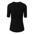 thumbnail image 3 of J. METHOD Girl's Junior Basic Casual 3/4 Elbow Half Length Sleeve Active V-Neck Uniform T-Shirt NEGT23 Black S, 3 of 5