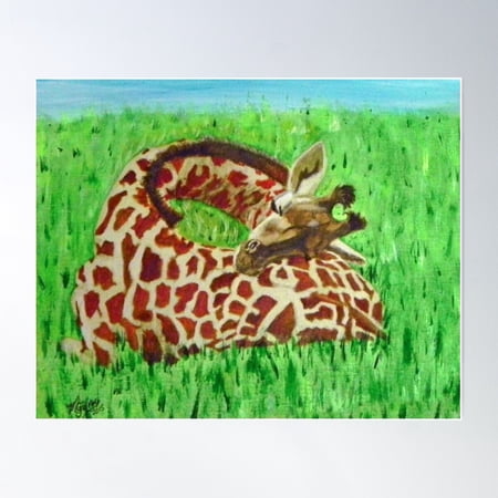 Serenity … A2 Sleeping Baby Giraffe Poster Wall Art, Modern Wall Decor For Living Room Bedroom, 24x36 UNFRAMED