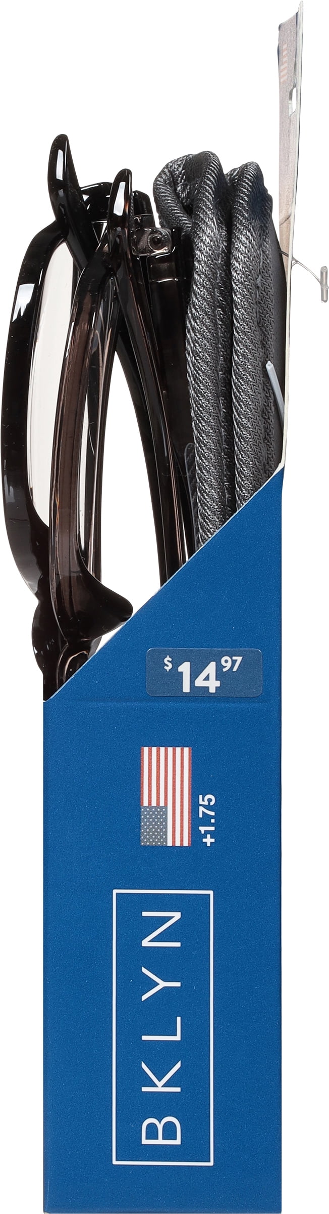 (2 pack) Bklyn, Montrose +1.75, Adult, Mens, Plastic Reading Glasses & Pouches Value Pack , 2 Ea