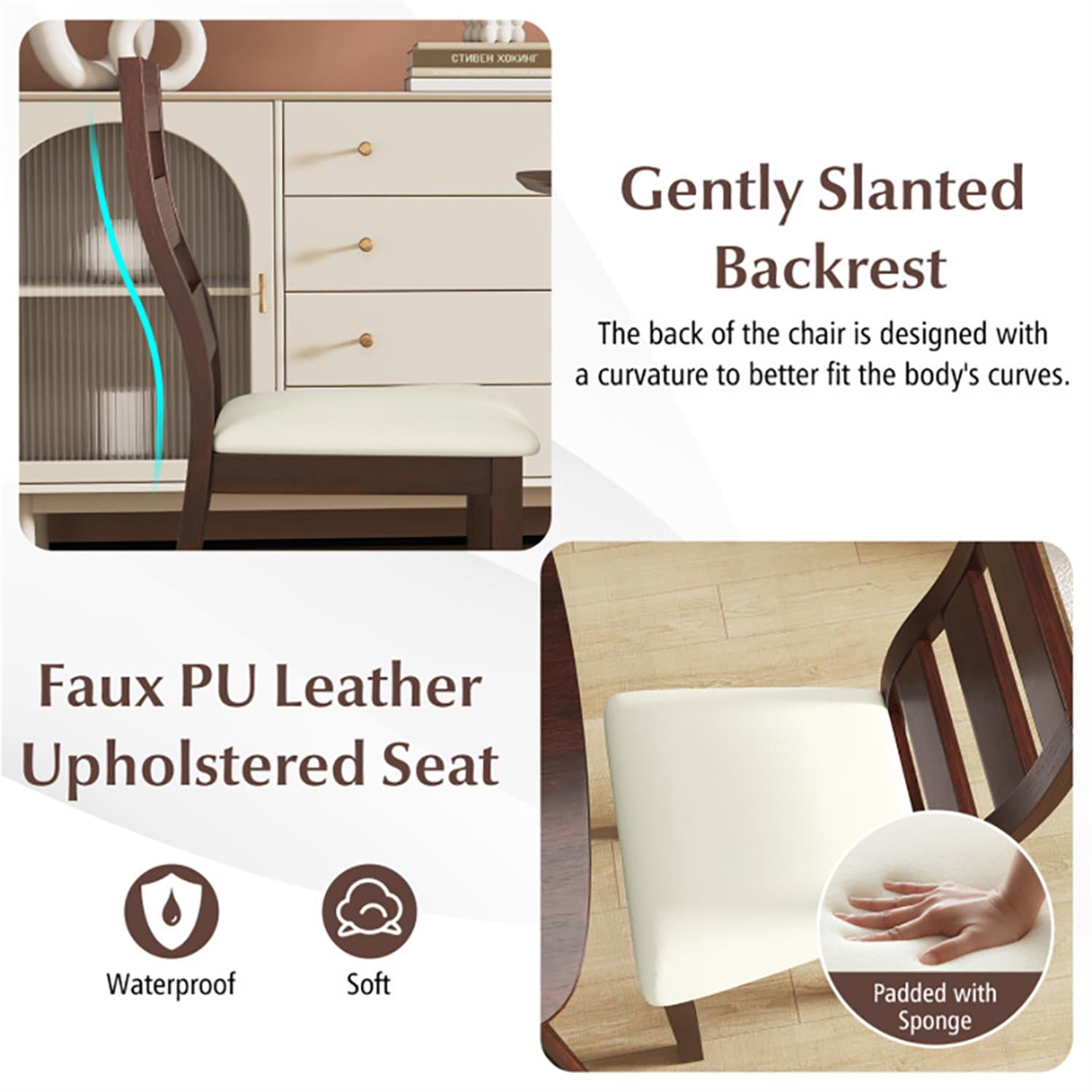 Demi Bonn 3-Piece Dining Table Set with 2 Chairs, 32" Wooden Square Kitchen Table Set, Perfect for Small Space, Brown