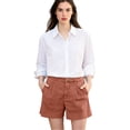 thumbnail image 2 of Nestiefly Women Linen Shorts Summer Casual Bermuda Short High Waisted Bermuda Shorts Dressy Wide Leg Short with Pockets Ginger M, 2 of 6