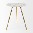 thumbnail image 2 of Vivienne  White Marble Antique Gold Metal Round Large Side Table, 2 of 10