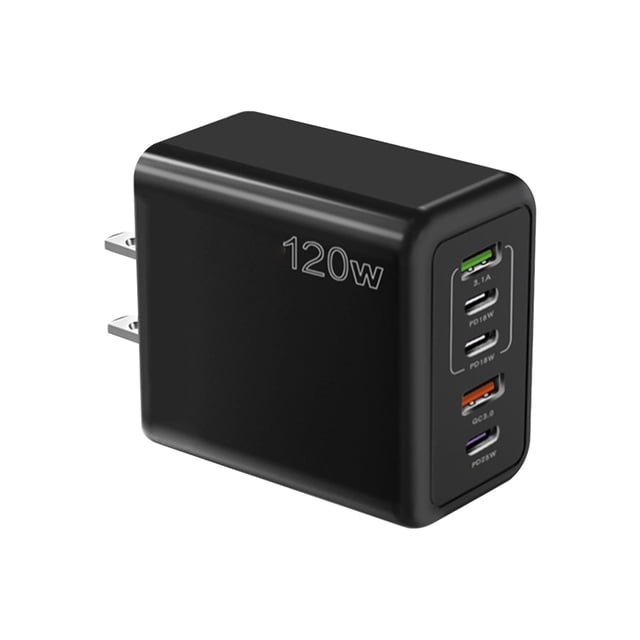 Adaptador de Alimentación Usb, Cargador de Carga Rápida de 120W Tipo C Pd, 5 Puertos, Enchufe de Pared Estándar de Ee.Uu., Cargador de Teléfono de Ladrillo de Potencia Android