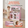 thumbnail image 2 of VEVOR Play Kitchen for Kids, Wooden, Kids Kitchen Playset with Real Lights & Sounds, Food & Cookware Accessories, Pretend Play Toy Set, Range Hood, Microwave, for Toddlers, Girls & Boys Ages 3-8,Pink, 2 of 9