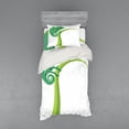 thumbnail image 1 of Ambesonne Cartoon Bedding Set 3 Pcs, Exotic Grumpy Lizard, Twin, Green White, 1 of 3