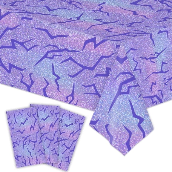 Wowhub 3 Pack Holographic Sparkling Laser Tablecloth, 54 x 108 Inch Disposable Plastic Iridescent Table Covers for Birthday Party and Graduation Decorations