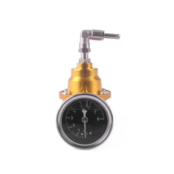 Fanoery Adjustable Bypass Fuel Pressure Regulator Kit Hose with Gauge Booster Aluminum