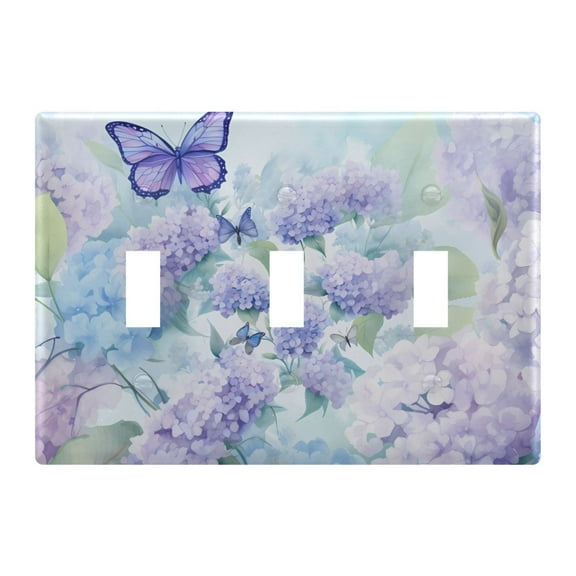 3 Gang Switch Covers Butterfly in Lavenders Light Wall Plate Home Faceplate Switch Plates 6.37”x4.48”