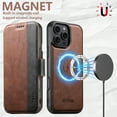 thumbnail image 2 of 2-in-1 Case for iPhone 14 Pro Max, PU Leather Outer Wallet Case with Magnetic Detachable Inner Back Case, Card Slots Kickstand Flip Cover, Full Body Protection, Magnetic Closure, Brown, 2 of 8