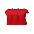 thumbnail image 1 of A2Y Women's Basic Solid Ring Spun 100% Cotton Short Sleeve Crew Neck T Shirt Tee Tops 3 Pack - Red L, 1 of 1