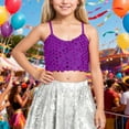 thumbnail image 2 of Daznico The Girls' Carnival Adjustable Elastic Band Sequined Top Exposes The Navel for Children,Mardi Gras Clothing,XS, 2 of 4