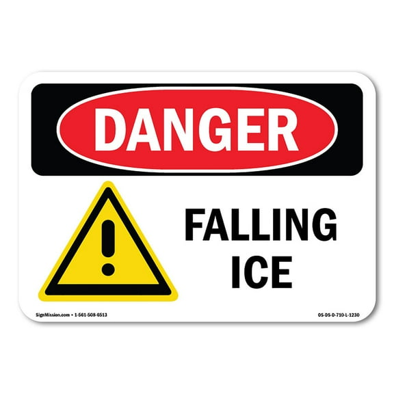 SignMission OS-DS-A-1824-L-1230 18 x 24 in. OSHA Danger Sign - Falling Ice