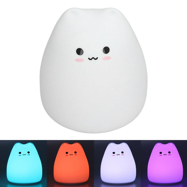 Lámpara Táctil de Luz Nocturna LED ANGGREK Decorativa de Gato Lindo luz Cálida 7 Colores
