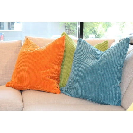

Wide Wale Corduroy 22x22 Dark Orange Throw Pillow