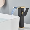 thumbnail image 3 of Black Gold Bathroom Sink Vessel Faucet LED Waterfall Spout Lavatory Vanity Mixer, 3 of 13